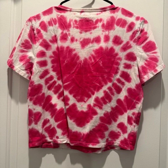 Barbie Hot Pink and White Tie-Dye Logo Crop Tee - Picture 3 of 5